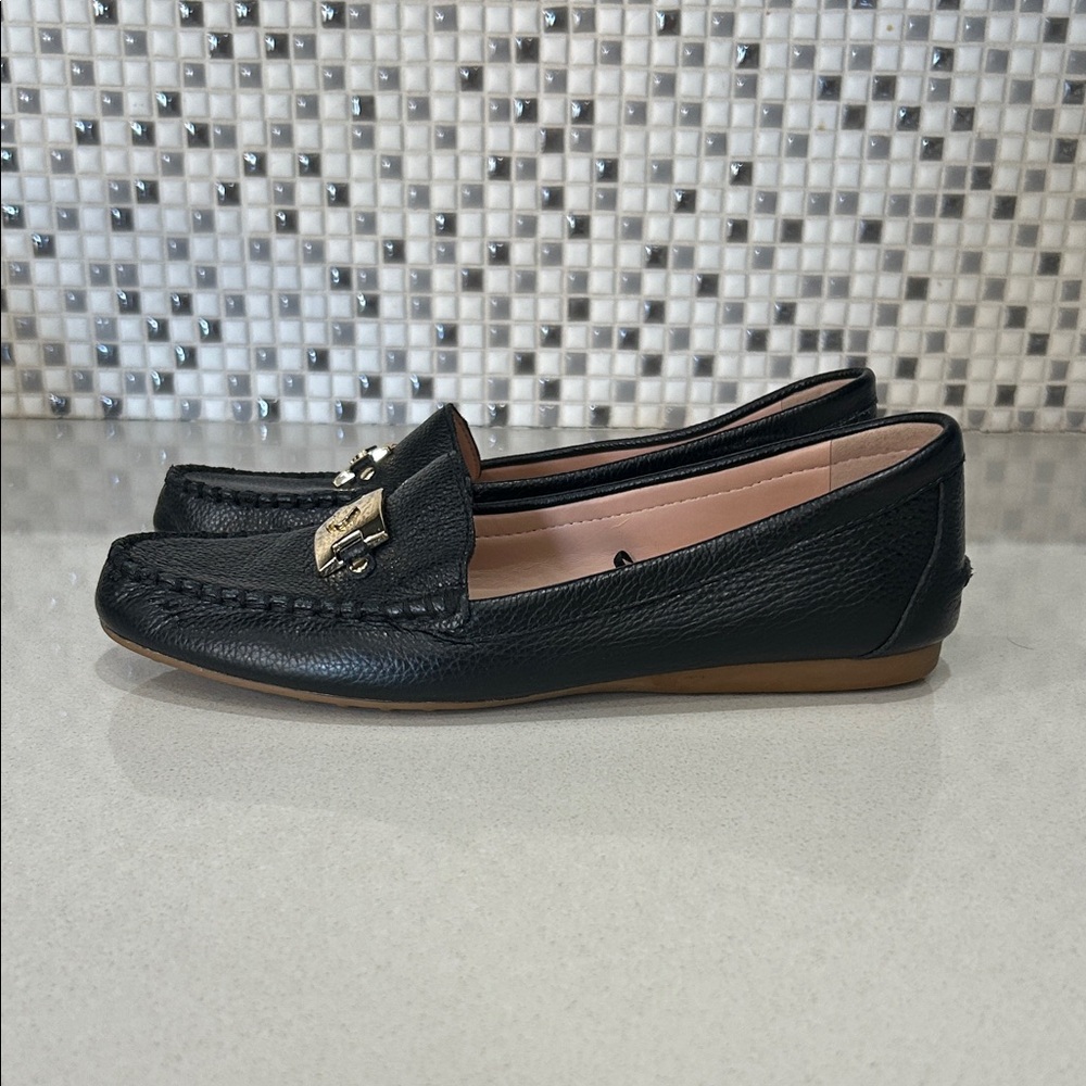 Kate Spade Black Loafers with Gold Detail- Size 8.5 - Picture 2 of 6